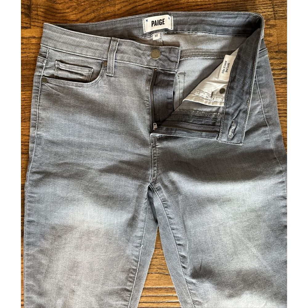 Paige Jeans Women W30X29‎ Gray Denim Skyline Ankle Peg Stretch Mid-Rise Pants - Picture 9 of 14